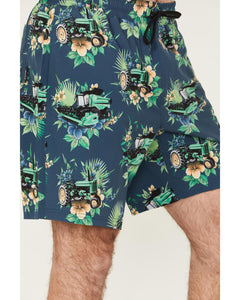 Cinch Men's Floral Tractor Teal Board Shorts  MB58135007
