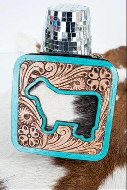 Tipi Heifer Hallow Cowhide Black Sm Travel Jewelry box