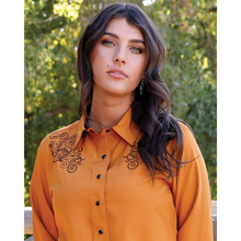 Load image into Gallery viewer, Cruel Denim Ladies Copper Western Embroidery Snap Shirt CTW7529004