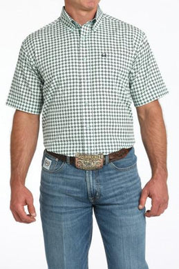 Cinch Men's Arenaflex Lt Green Geo Print SS MTW1704159