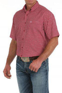 Cinch Mens S/S Arenaflex Medallion Print Pink MTW1704151