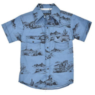 Cowboy Hardware YTH Western Scenery S/S Print  Indigo black 345638-401-K