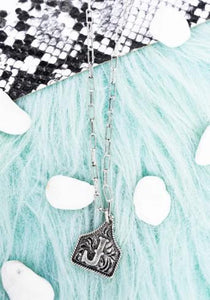 TIPI Cattle Tag Initial Silvertone Necklace