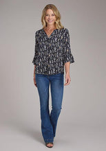 Load image into Gallery viewer, Roper Womens L/S  Black Vintage Floral Print Rayon 0305005903051