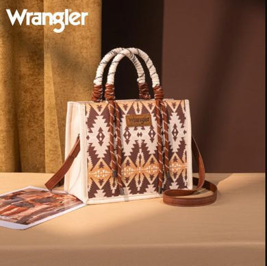 Wrangler Aztec Print Tote/Crossbody -Khaki WG206-8122KH