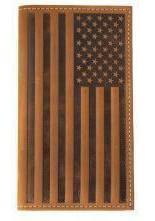 Nocona Mens Rodeo Style Wallet Embossed Flag Brown