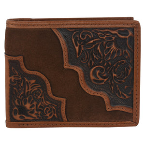 Tony Lama Genuine Leather Mens Large Bifold Wallet Floral Tooling 24025138W1