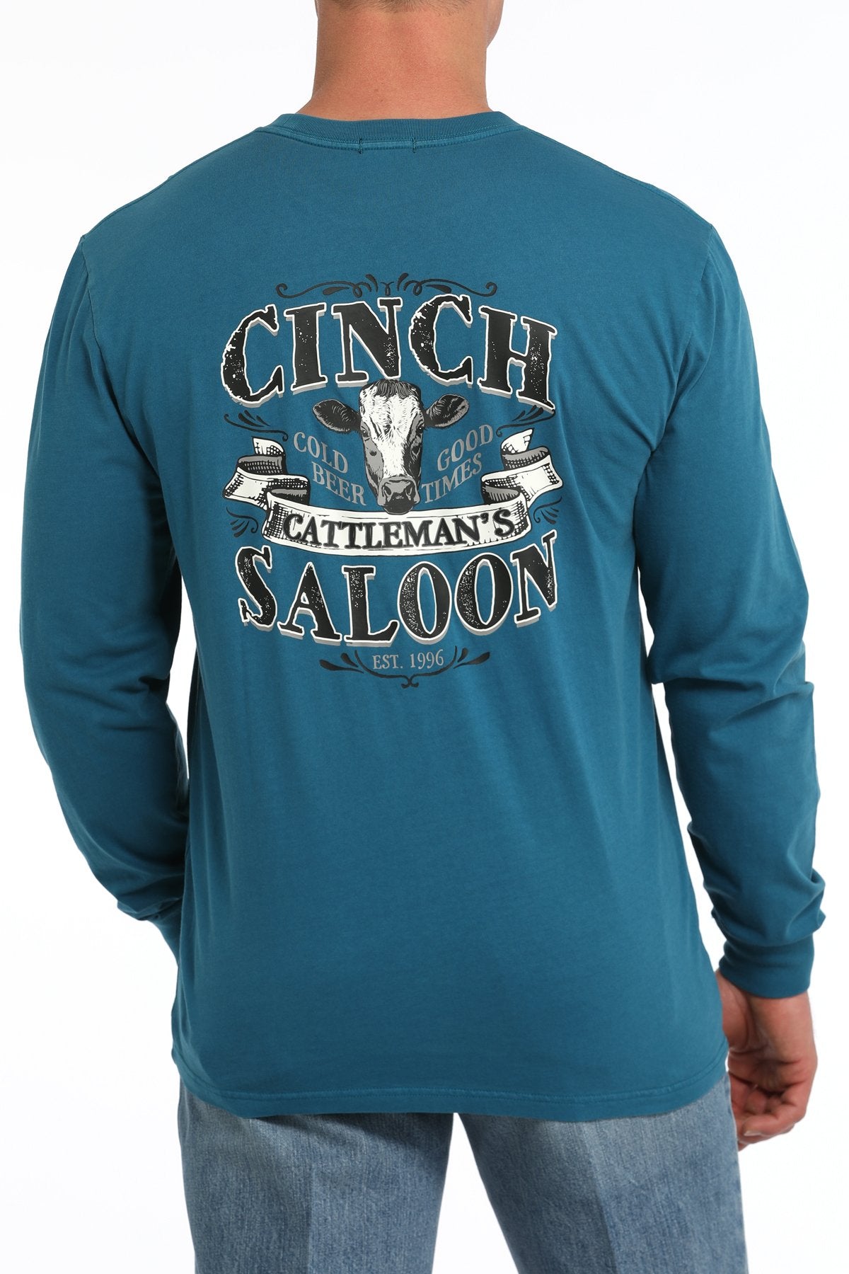 Cinch Mens L/S Cinch Saloon Tee Teal MTK1721018