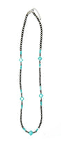 Load image into Gallery viewer, West &amp; Co. 36" Faux Navajo Pearl and Turquoise Necklace with Turquoise Diamond Accents N1404
