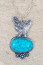 Load image into Gallery viewer, Tipi Farm Fresh Friend Turquoise &amp; Silverstone Rooster Necklace SN0703SBTQ