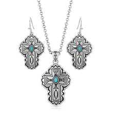 Load image into Gallery viewer, Montana Silversmith Cathedral Turquoise Silver Cross Jewelry Set JS5038