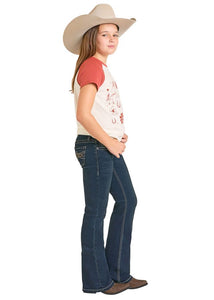 Rock & Roll Girls Dk Wash Pleather Emb Bootcut BG4MD07397