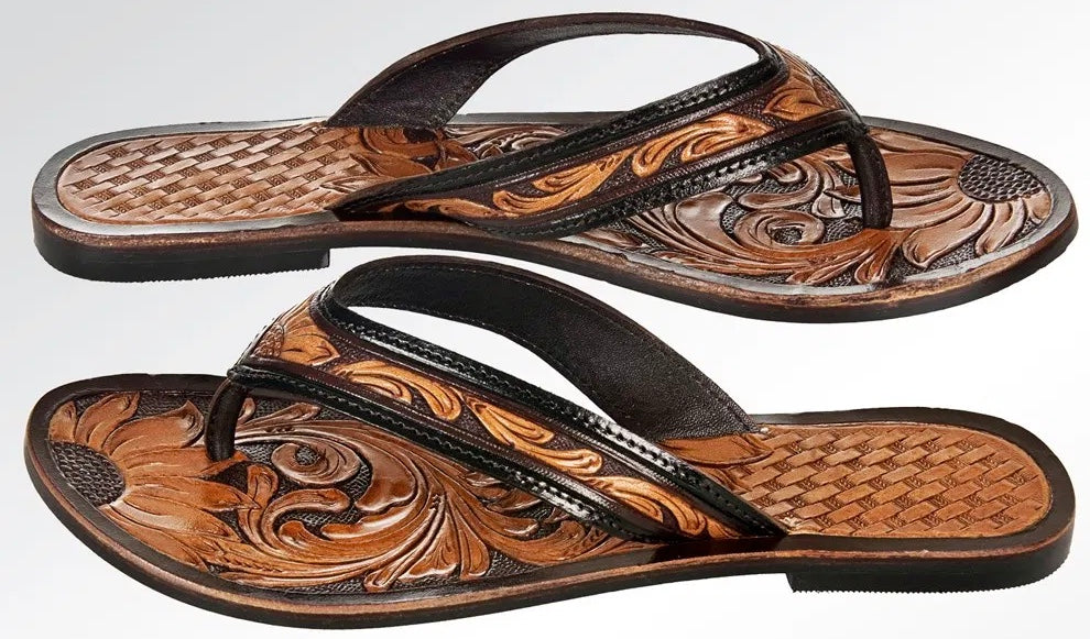 American Darling Tooled Leather Flip Flop