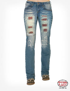 Cowgirl Tuff Patched Up Plaid Jeans