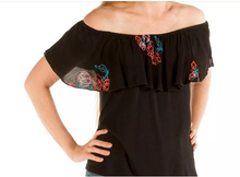 Load image into Gallery viewer, Liberty Wear Giselle Black W/ Floral Emb 7601