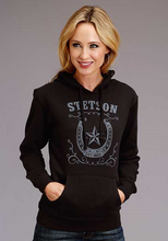 Load image into Gallery viewer, Stetson 110980562701BL Fleece Black Hoodie With Horse Shoe