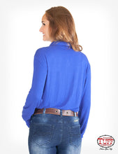 Load image into Gallery viewer, Cowgirl Tuff ET005 Blue Sport Jersey Pullover Button Up