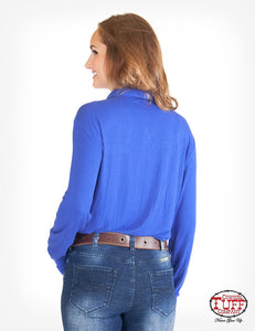 Cowgirl Tuff ET005 Blue Sport Jersey Pullover Button Up