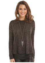Load image into Gallery viewer, Rock &amp; Roll Blk &amp; Rose Metallic Sweater 468325