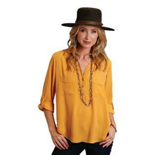 Load image into Gallery viewer, Stetson 3\4 Sleeve Mustard Top 1105005927043