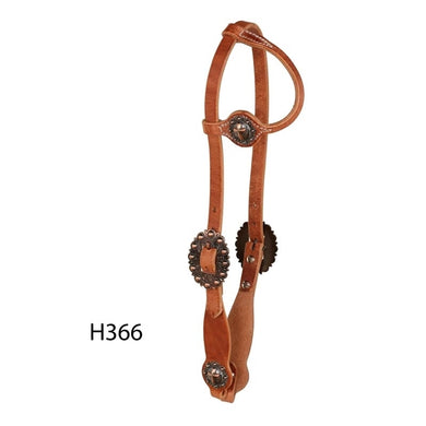Berlin One Ear Headstall Copper Spotted Buckle With Cross Concho