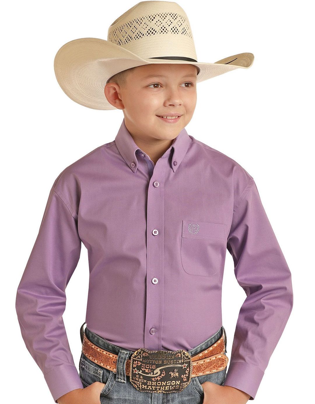 Panhandle Boys LS Button Down Orchid