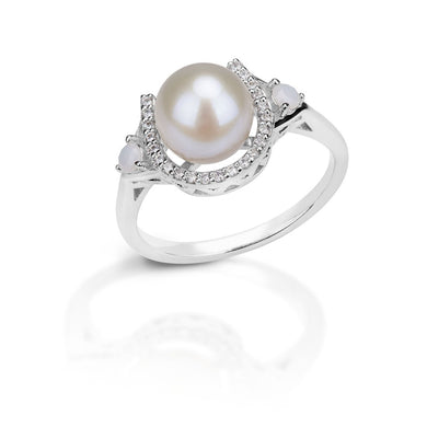 Kelly Herd Pearl And White Opal Ring Size 7