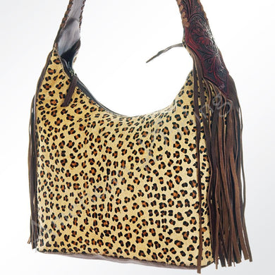 American Darling Leopard Hair On W/ Single Tooled W/ Buck Stich Strap