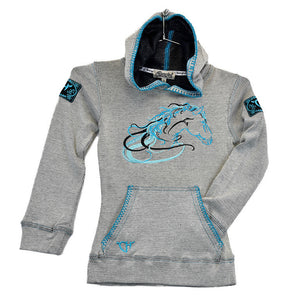 Cowgirl Hardware Inf/Td Horse Hoodie Thermal Gr/Tq 812075-034