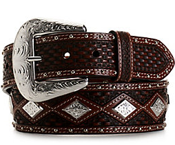 Cowboy Chrome Men's Belt W/ Nailhead & Diamond Conchos 1615