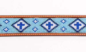 Cowboy Chrome Belt w/ Blue Cross Indain Beads & Tolled B&B 1708