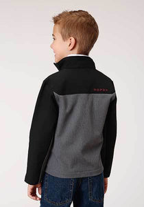 Roper Boys Jackets Hi Tech Fleece Pieced Grey/ Black Softshell 03-397-0780-6142