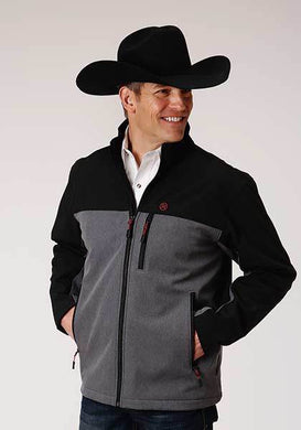 Roper Mens Jackets Hi Tech Fleece Pieced Grey/ Black Softshell 03-097-0780-6142
