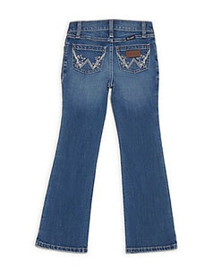 Wrangler Girl's Boot Cut Jeans Medium Wash W/ Embroided Star Pockets 09MWGWD