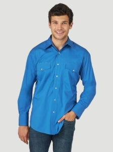Wrangler Wrinkle Resist LS Shirt Relaxed Fit Blue MWR431B