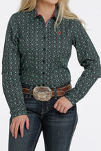 Load image into Gallery viewer, Cinch Women&#39;s Button-down Western Shirt Black /Turquoise MSW9165016