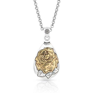 Montana Silversmiths Emerging Rose Teardrop Gold & Silver Necklace NC5037