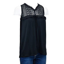 Load image into Gallery viewer, CH Lace Ruffle Trim Tank Blk 250243-010