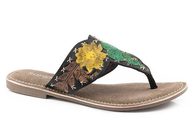 Roper Br Sandal Hand Tooled & Painted 09-021-0607-2883