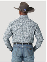 Load image into Gallery viewer, WRANGLER GEORGE STRAIT TROUBADOUR LS WS PRINT SHIRT IN STEEL PAISLEY 112317164
