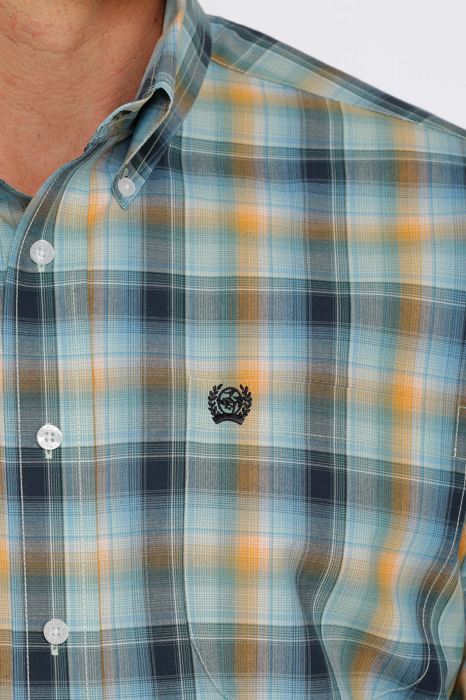 Cinch Ombre Plaid Button-down Short Sleeve Western Shirt MTW1111413
