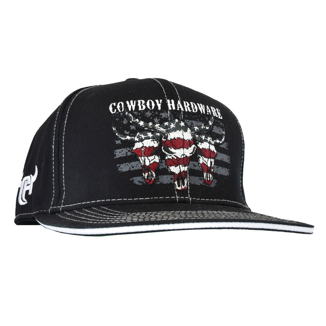 Cowboy Hardware Ball Cap Triple Skull/Flag 101417-010-Q