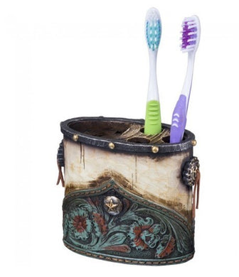 Turquoise Floral Tooth Brush Holder 87-9820