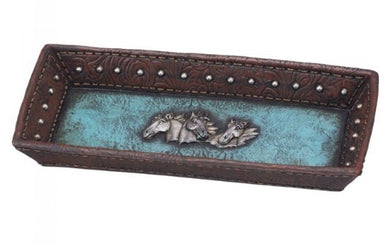 Horse Head and Blue Leather Tray 87-2187