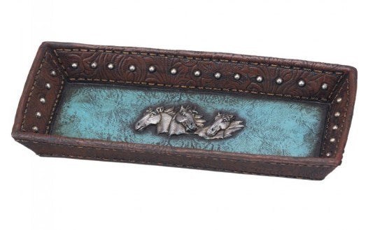Horse Head and Blue Leather Tray 87-2187