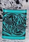Load image into Gallery viewer, Austin Accent 8oz Flask Floral Tooled FL-01
