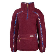 Load image into Gallery viewer, Hooey Burgundy Sherpa Pullover/purple Aztec HFP005