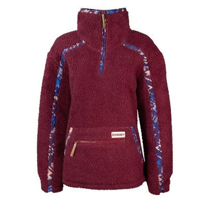 Hooey Burgundy Sherpa Pullover/purple Aztec HFP005