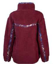 Load image into Gallery viewer, Hooey Burgundy Sherpa Pullover/purple Aztec HFP005