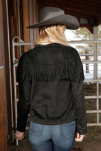 Load image into Gallery viewer, Cruel Black Fringe Micro Suede Jacket CWJ7429001